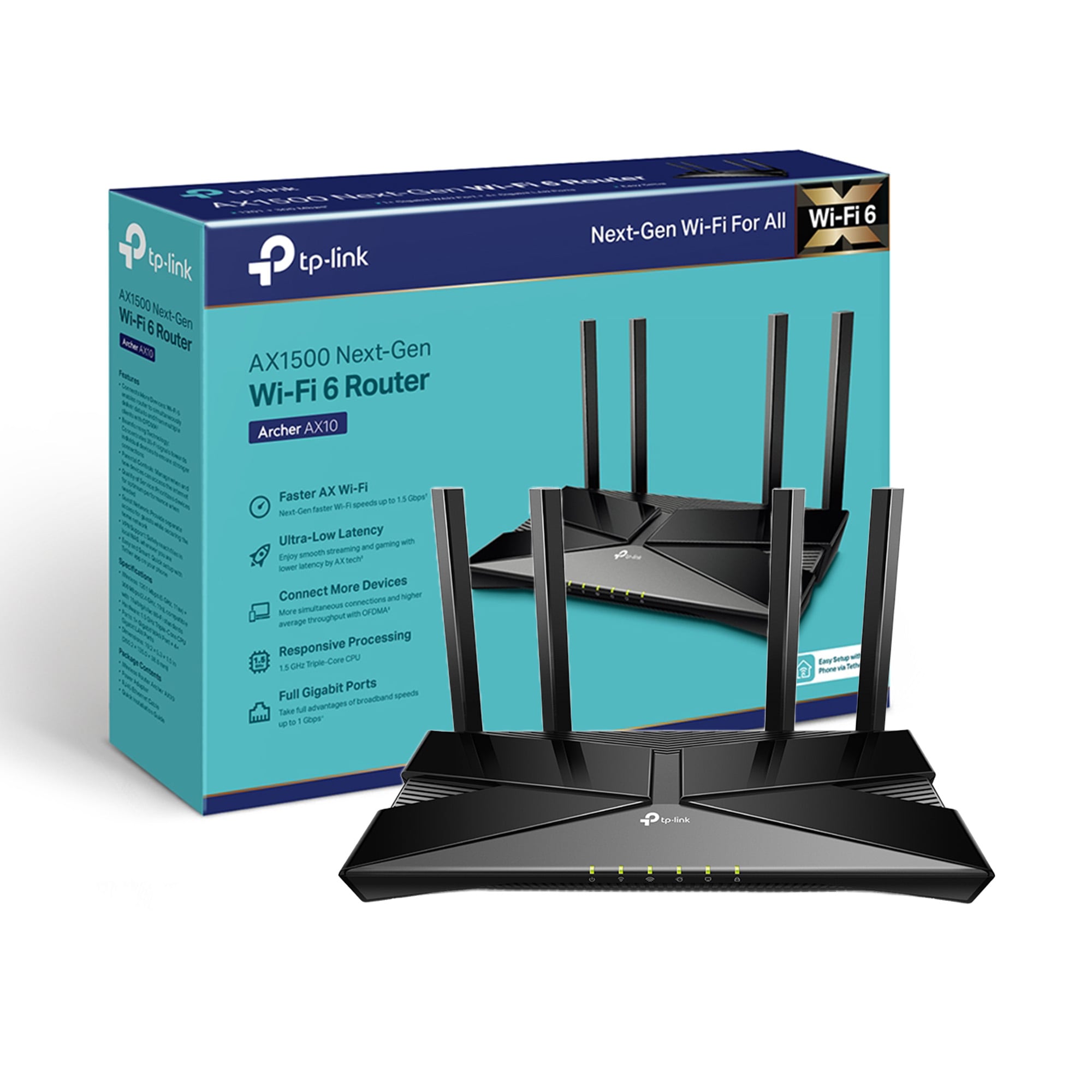 TP-Link Smart WiFi 6 Router (Archer AX10) – 802.11ax Router, 4 Gigabit LAN  Ports, Dual Band AX Router,Beamforming,OFDMA, MU-MIMO, Parental Controls